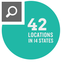 42 locations in 14 states